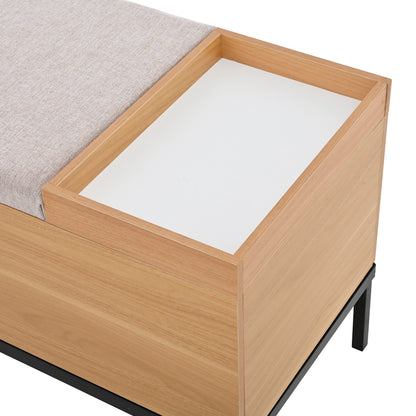 BTM Shoe Bench 115X40X49.5 Cm, Storage Bench with Seat Cushion, Bench with Storage, Floor Bench with Storage Space, Bench for Entrance Area, Living Room & Bedroom