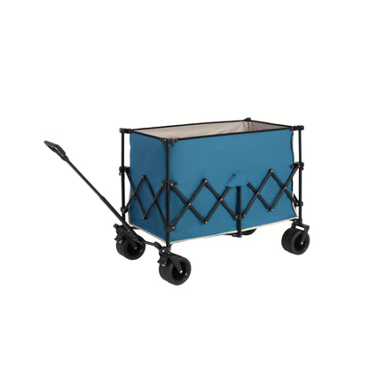 Bolderkar – Bolderwagen – Strandkar – Trekkar – Opvouwbare Wagen – Draagvermogen 100 kg – Grote All-Terrain Wielen – Met Bekerhouders – Blauw