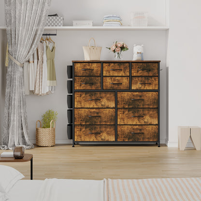 Opbergkast – Ladeblok – kastje – Dressoir – Opbergmeubel – Vintage Kleur – Stevig Metalen Frame – Houten Tafelblad 99x30x110 cm