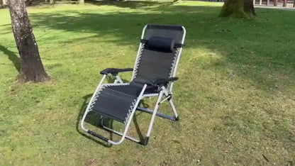 Extra Brede Campingstoel – Klapstoel – Tuinstoel – Strandstoel – Ligstoel – Verstelbare Rugleuning – Stevig Stalen Frame – 72 cm Zitbreedte – Inclusief Kussen en Bekerhouder – Zwarte Variant