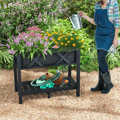 Verhoogd Plantenbed – Bloembak – Kruidenbak – Tuinbak – Plantenbak – Met Opbergruimte – Duurzaam HIPS Materiaal – Ergonomische Werkhoogte 73 cm