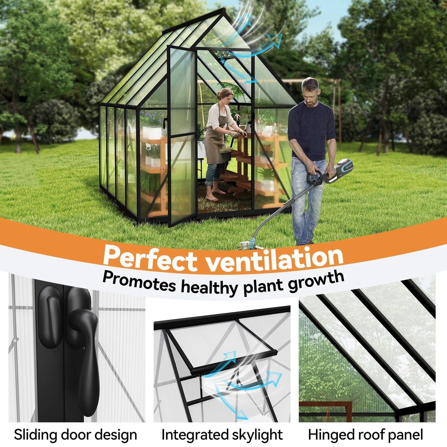 Kas – Kweekkas – Tuinkas – Foliekas – Plantenkas – 182,88x243,84 cm – Duurzaam Metalen Frame – Verstevigde Bodem