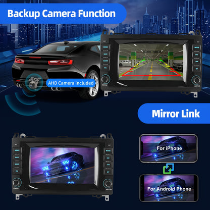 Android Auto Radio – Auto Stereo – Multimedia Speler – Navigatiesysteem – Draadloze CarPlay – 7 Inch HD Touchscreen – Android 14 Systeem – AHD Achteruitrijcamera Met Microfoon