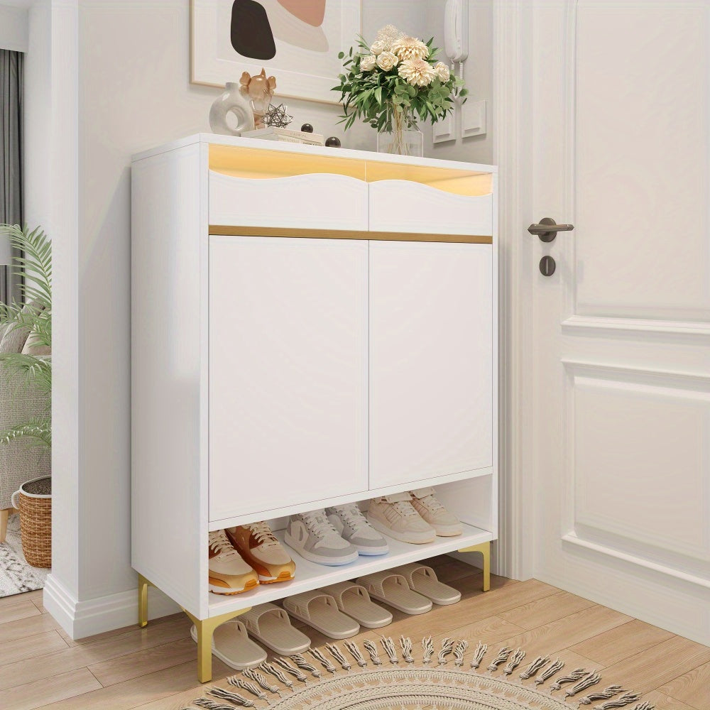 Schoenenkast – Schoenenrek – Schoenkast – Schoenenopberger – Opbergkast – Compact 80×35×105 cm – Modern Wit Met Lades En Verstelbare Planken