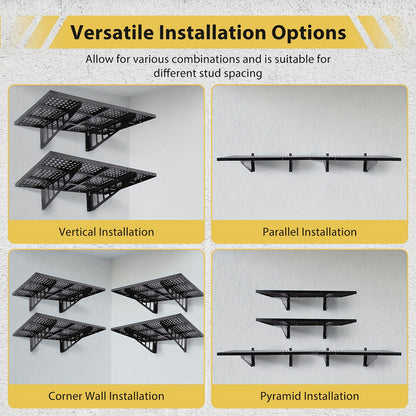 Wandplanken – Opbergplanken – Werkplaatsplanken – Garageplanken – Metalen Planken – 2-delige Set 48,77x121,92 cm – Draagvermogen 254 kg – Inclusief Haakjes