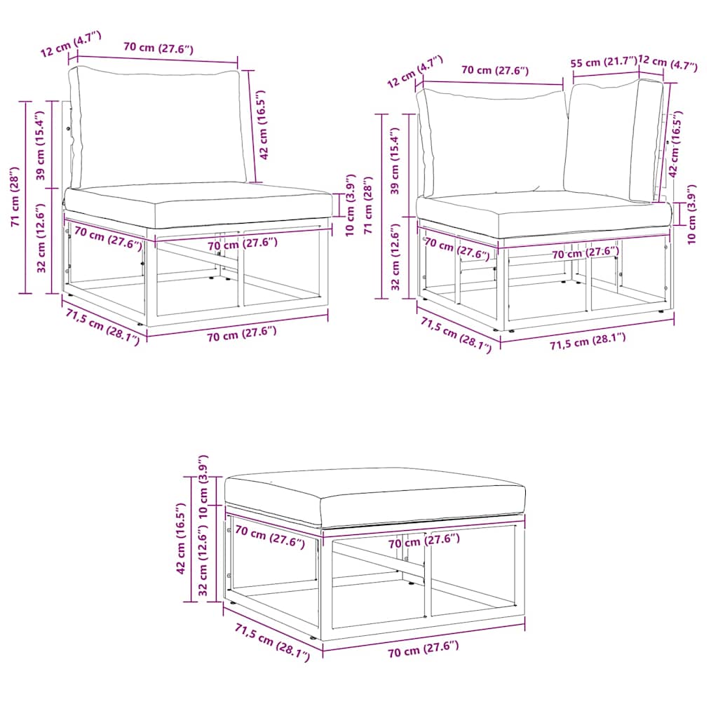 Loungeset Tuin – Garden Sofa Set – Tuinmeubel Loungeset – Modulaire Loungeset – Loungeset Met Tafel – Weerbestendig Kunststof Vlechtwerk – Water- En UV-Bestendige Kussens