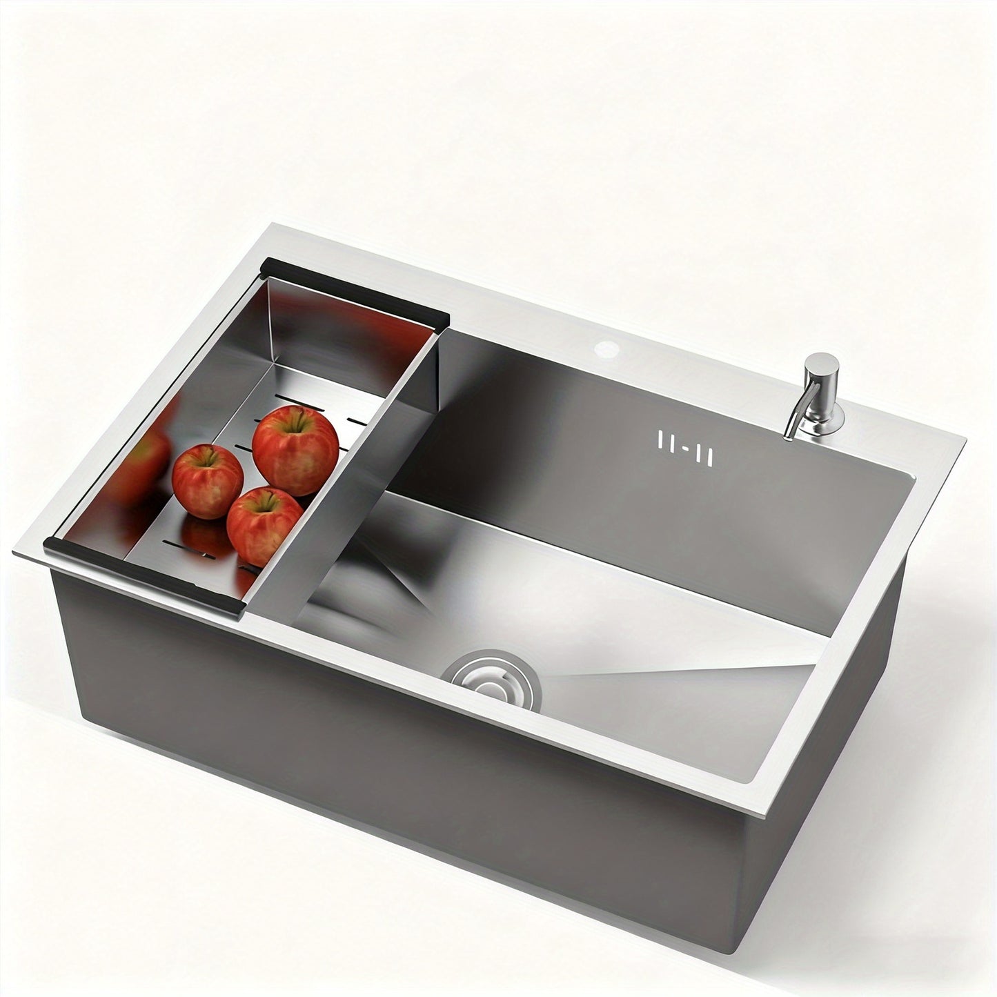 Spoelbak – Keukenspoelbak – Enkele Bak – RVS Spoelbak – Onderbouw Spoelbak – 80x50 cm – Extra Diep 22 cm – Inclusief Afvoerset en Zeepdispenser