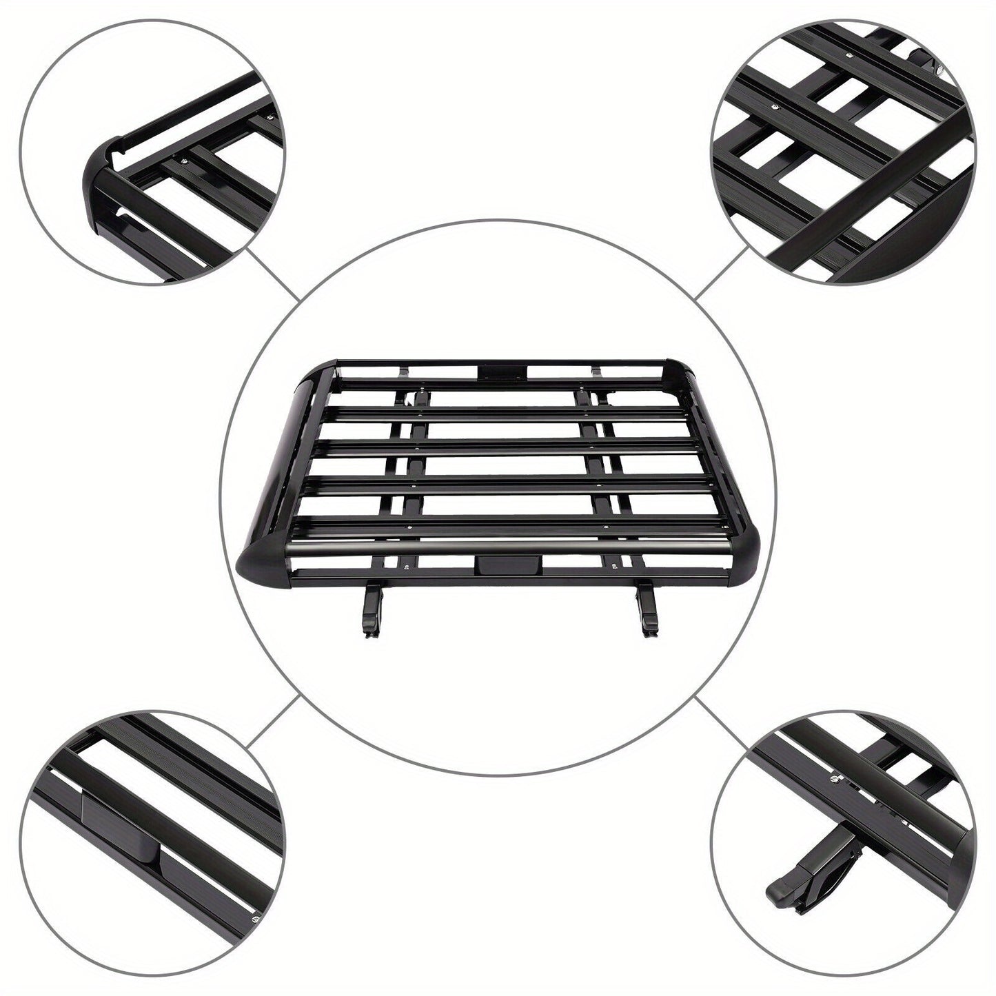 Aluminum Black Roof Rack Cargo Basket - Heavy-Duty 68.04 KG Capacity, Aerodynamic Design with Heavy-Duty Cross Bars & Easy No-Drill Installation, High Quality & Corrosion-Resistant, Large Roof Luggage Carrier for Cars, SUVs,