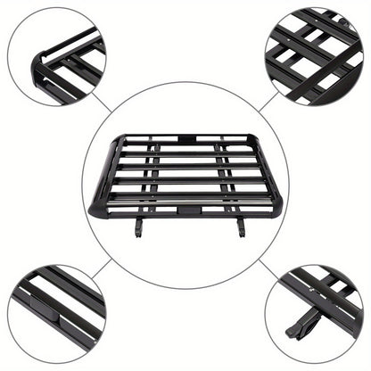 Aluminum Black Roof Rack Cargo Basket - Heavy-Duty 68.04 KG Capacity, Aerodynamic Design with Heavy-Duty Cross Bars & Easy No-Drill Installation, High Quality & Corrosion-Resistant, Large Roof Luggage Carrier for Cars, SUVs,