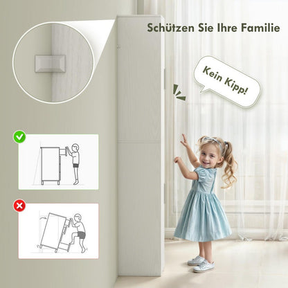 Badkast – Opbergkast – Bergkast – Badkamermeubel – Opbergmeubel – 180 cm Hoog – 4 Verstelbare Planken – MDF Wit – Slank Design