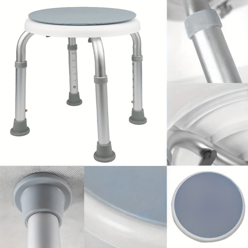 Douchestoel – Douchekruk – Douchezit – Badstoel – Shower Stool – 360° Draaibaar Zitvlak – Antislip Aluminium Frame – Hoogte Verstelbaar – Lichtgewicht