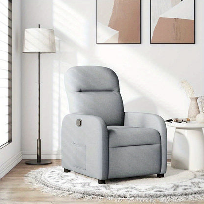 Fauteuil – Relaxstoel – Zitzak – Lounge Stoel – Leunstoel – Lichtgrijs – Stofbekleding – Verstelbare Rugleuning – Houten Frame