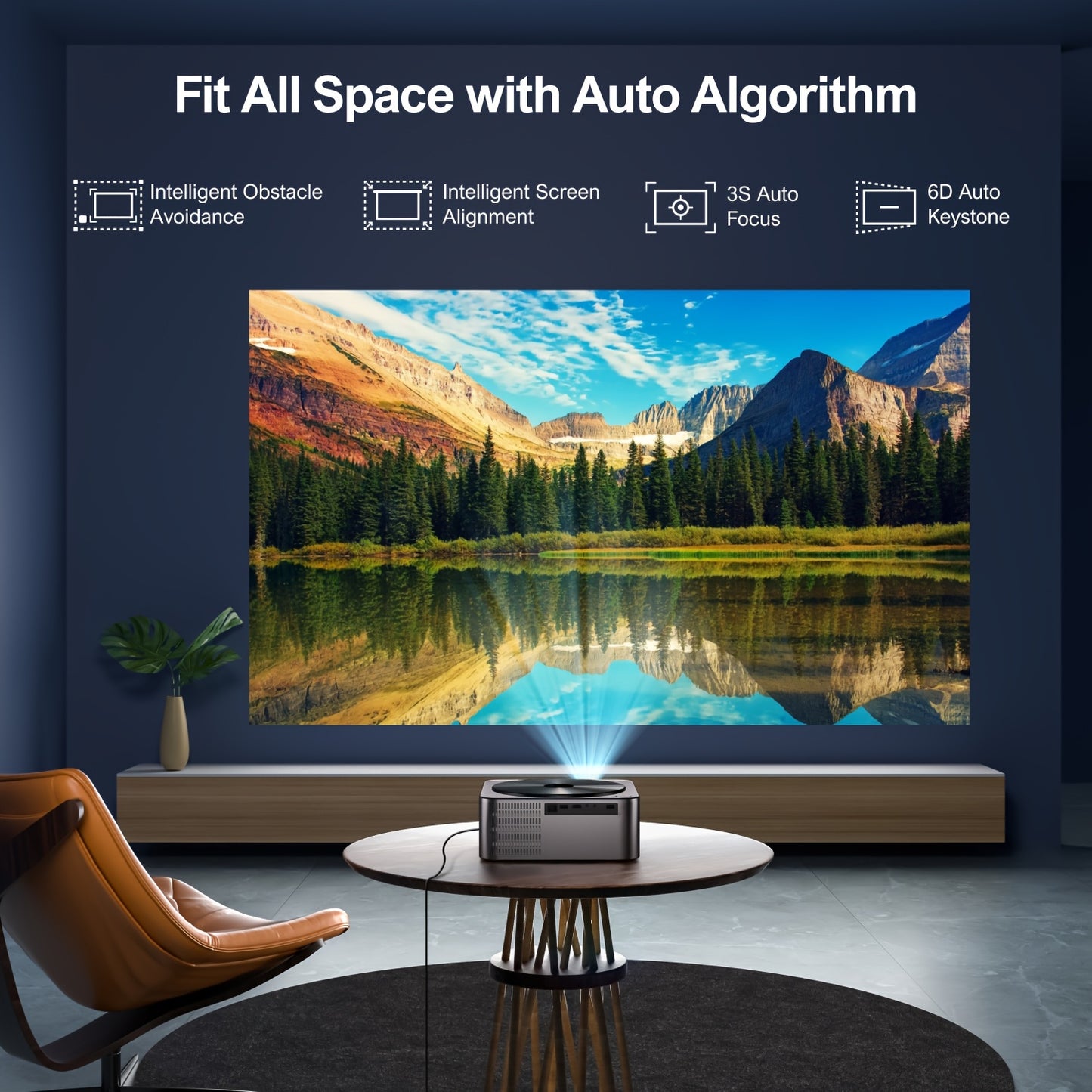 Projector – Beamer – Mini Beamer – Draagbare Projector – Home Cinema – Full HD 1080p Resolutie – 700 ANSI Lumen Helderheid – Automatische Focus & 6D Keystone Correctie