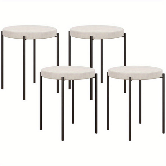 Keukenkruk – Stapelbare Kruk – Keukenstoel – Eetkamerkruk – Barstoel – Set van 4 – Metalen Frame – Zachte Velvet Zitting