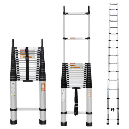 Telescopische Ladder – Uitschuifbare Ladder – Vouwladder – Inschuifbare Ladder – Opklapbare Ladder – 6,2 Meter Aluminium – Draagkracht 150 kg – Anti-slip Voeten