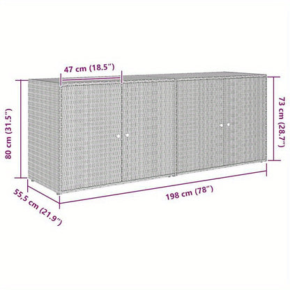 Buitenkast – Tuinopbergkast – Tuinkast – Opbergbox – Berging – Zwart – Poly Rattan – 198 x 55,5 x 80 cm – Duurzaam & Compact