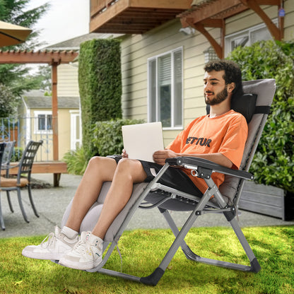 Zero Gravity Stoel – Relaxstoel – Ligstoel – Tuinstoel – Lounge Stoel – Verstelbaar 90°-170° – Draagkracht 225 kg – Comfortabel Kussen 10 cm