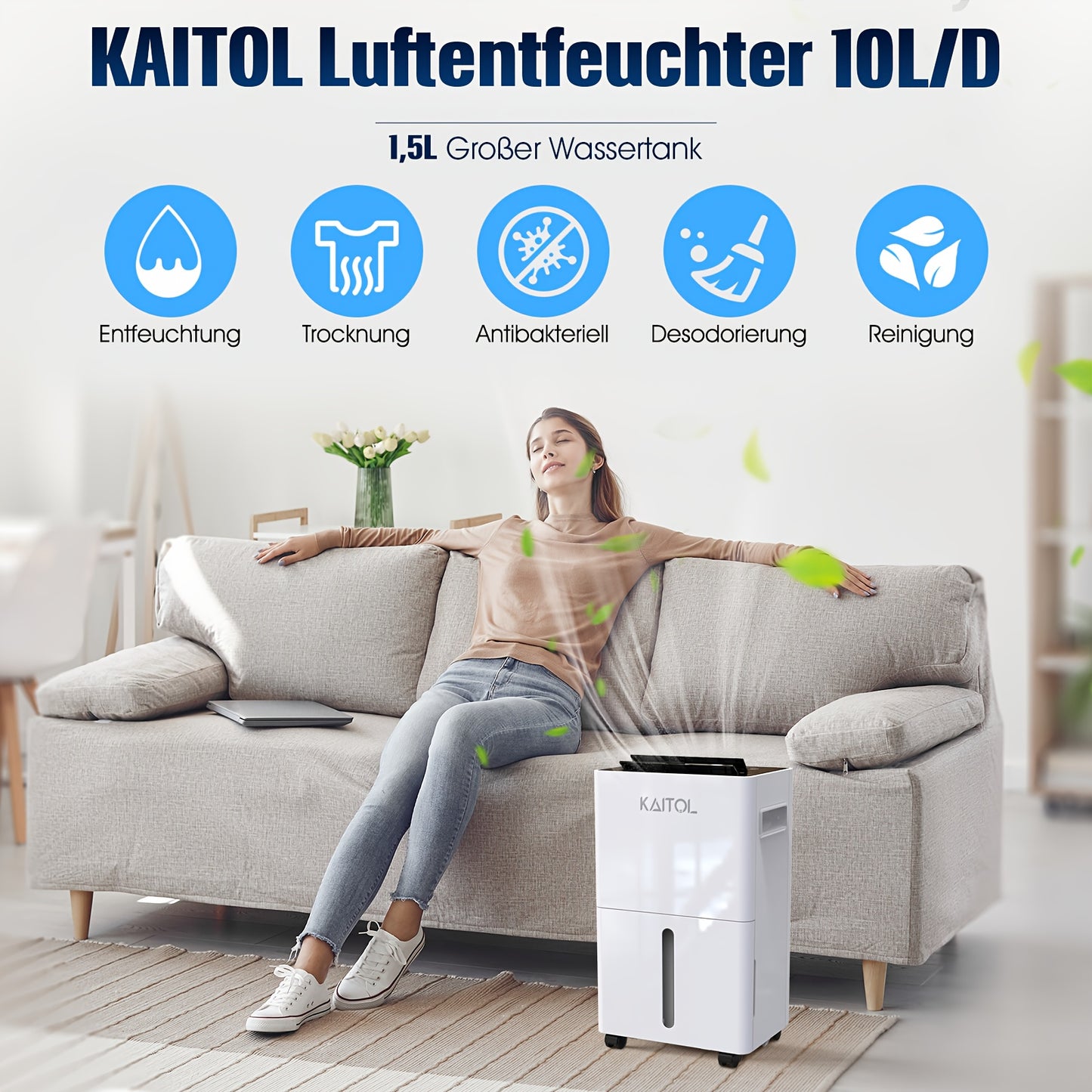 Luchtontvochtiger – Vochtvreter – Dehumidifier – Ontvochtiger – Vochtregelaar – 25L per dag capaciteit – Stil en Compact Design