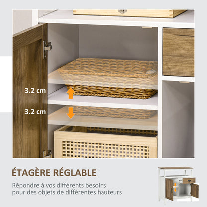 Buffetkast – Opbergkast – Keukenkast – Dressoir – Kast Met Lade – Bruin Eiken – 76,6 x 35 x 81,5 cm – Verstelbare Plank