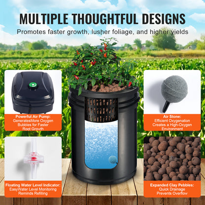 Hydrocultuurset – Hydroponics Systeem – Deep Water Culture – Recirculerend Kweekstation – Indoor Tuinsysteem – 4 Emmers 19 Liter – Automatische Watercirculatie