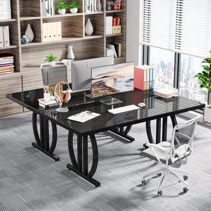 Bureau – Werkplek – Computertafel – Schrijftafel – Kantoorbureau – Moderne Industrieel – 160 cm Breed – Metalen Geometrische Onderstel