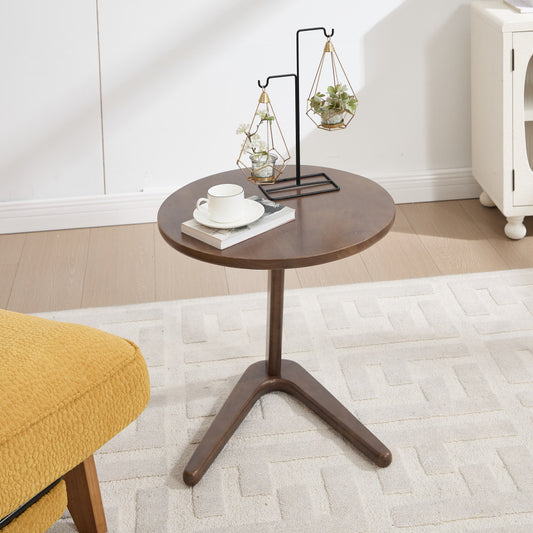 Bijzettafel – Tafeltje – Nachtkastje – Sidetable – Banktafel – Rond – Houtlook – Ruimtebesparend Design – Z-vormige Voet Stabiel