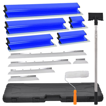 Gipsplaat Gereedschapset – Stucspatel Set – Plamuurmes – Schuurspatel – Muur Reparatie Gereedschap – Blauw – Telescopische Steel 86-270 cm – 5 Breedtes Met Opbergkoffer