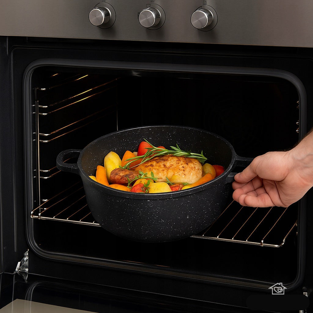 Keukenset – Pannenset – Kookgerei – Koekenpannen – Pannen met deksel – 17-delig met 10L soeppan – Duurzame antiaanbak marmercoating