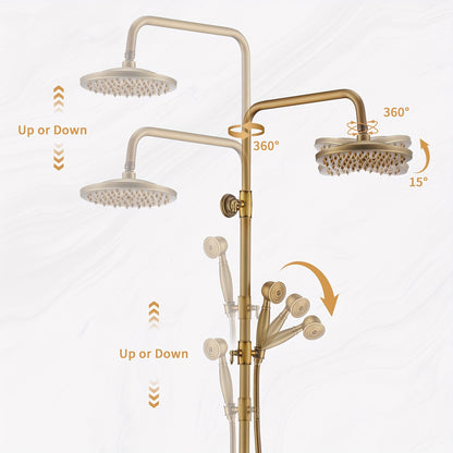 Douche- en Badset – Douchekraan – Badkraan – Doucheset – Badset – Koper Uitvoering – Muurbevestiging – Zonder Temperatuurregeling