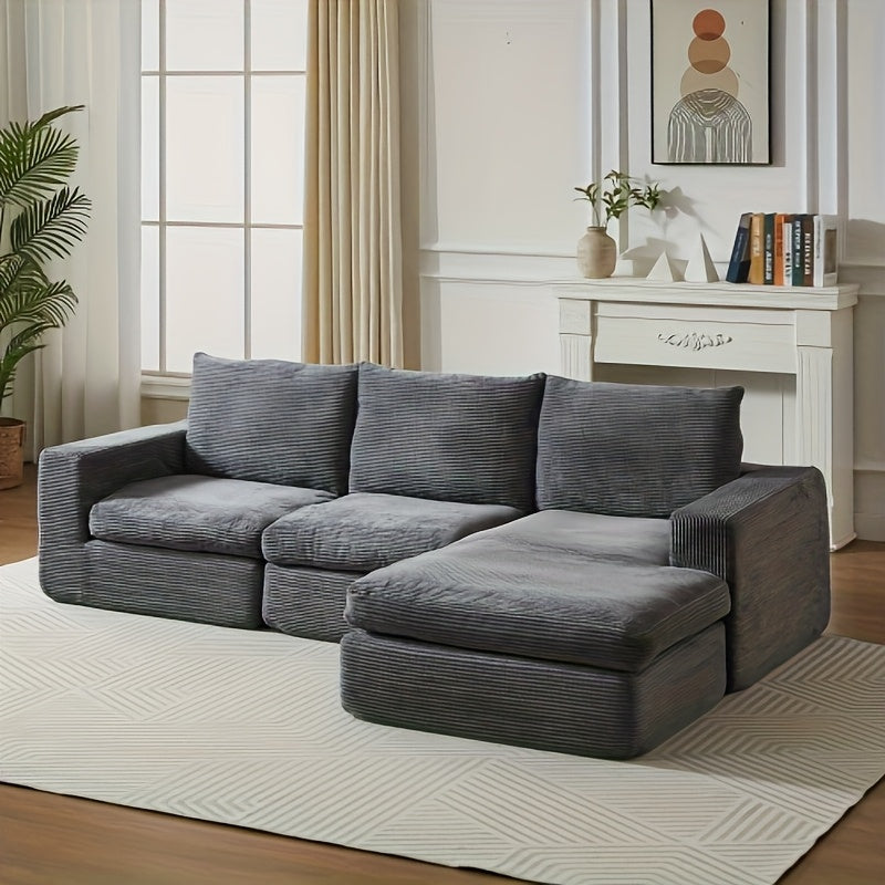 Loungebank – Hoekbank – Zitzakbank – Bankstel – Modulair Sofa – Diep Grijs – Verstelbare Rugleuning – Duurzaam Bamboe Frame