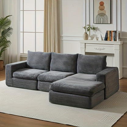 Loungebank – Hoekbank – Zitzakbank – Bankstel – Modulair Sofa – Diep Grijs – Verstelbare Rugleuning – Duurzaam Bamboe Frame