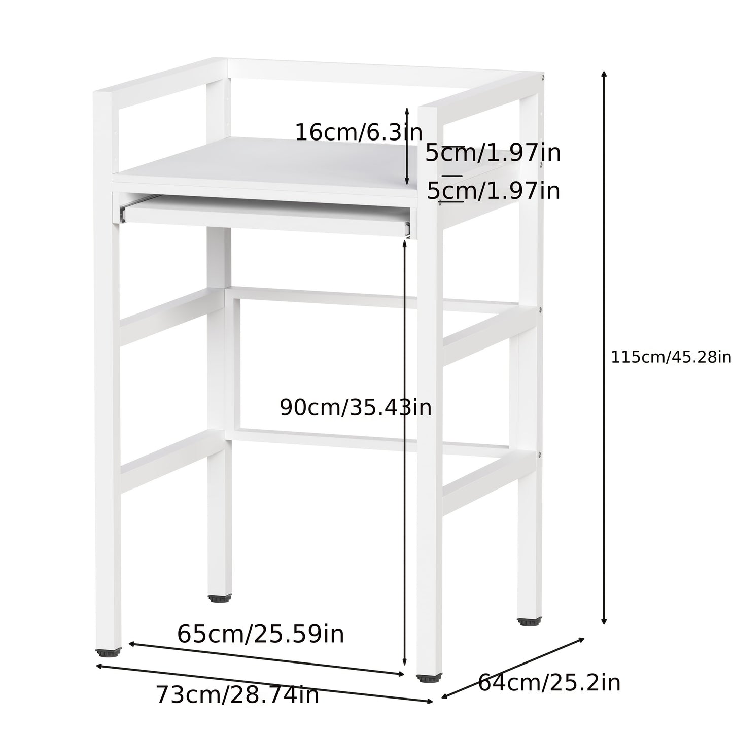 Droogrek – Wasrek – Droogtoren – Wastoren – Opbergrek – Hoogte Verstelbaar – Carbonstaal – 158 kg Draagkracht – Wit – 73x64x115 cm