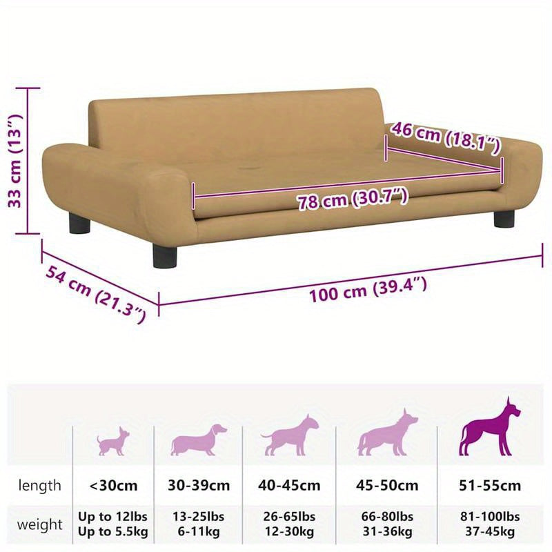 Indoor Brown Dog Bed 100x54x33 cm Soft and Comfortable Warm and Breathable Suitable for Medium-Large Dogs