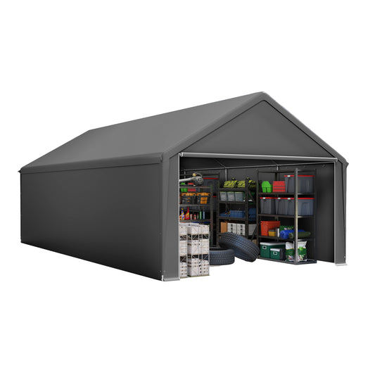 Opslagtent – Tent Overkapping – Garage Tent – Schuurtent – Carport – Met Roljaloezie – Stevig Gegalvaniseerd Stalen Frame – 3x6 Meter Grijs