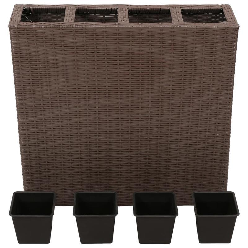 Tuinbak – Verhoogde Plantenbak – Bloembak – Kruidenbak – Balkonbak – Bruin Poly Rattan – Weerbestendig – Duurzaam Composite Material