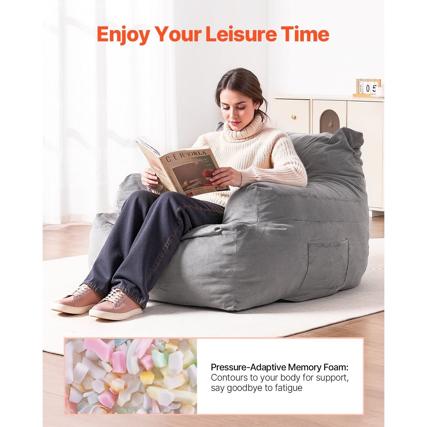 Zitzak – Beanbag – Loungestoel – Fauteuil – Relaxstoel – Met Armleuningen – Hoogwaardig Polyester – Hoog-Densiteit Memory Foam