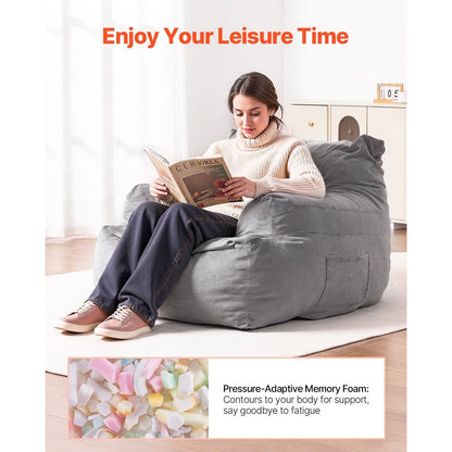 Zitzak – Beanbag – Loungestoel – Fauteuil – Relaxstoel – Met Armleuningen – Hoogwaardig Polyester – Hoog-Densiteit Memory Foam