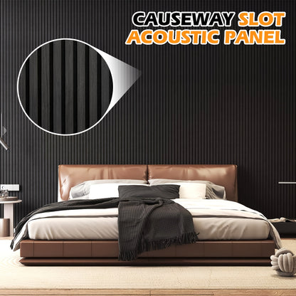 Zwarte Houten Wandpanelen – Geluidsabsorberende Panelen – Akoestische Wandbekleding – Geluidsisolatie Panelen – Decoratieve Wandpanelen – PVC Materiaal – 47,5 x 23,15 cm – Zelfklevend & Duurzaam