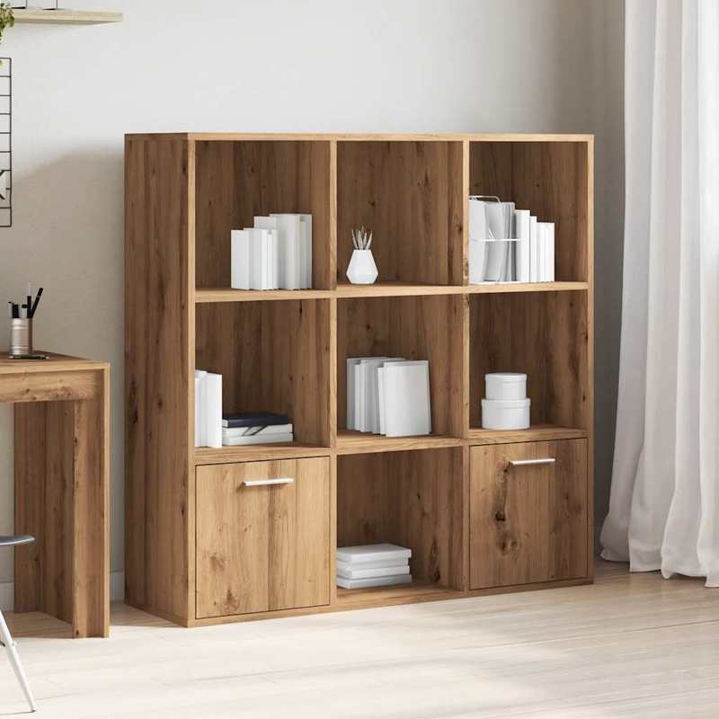 Bookshelf Measuring 98X29X97.5 Cm, Crafted from Artisanal Wood in Oak Color. Features Vertical Shelves That Are Sturdy And Durable, Aesthetically Pleasing, with Ample Storage Space, a Smooth Surface, Moisture-Resistant, Warp-