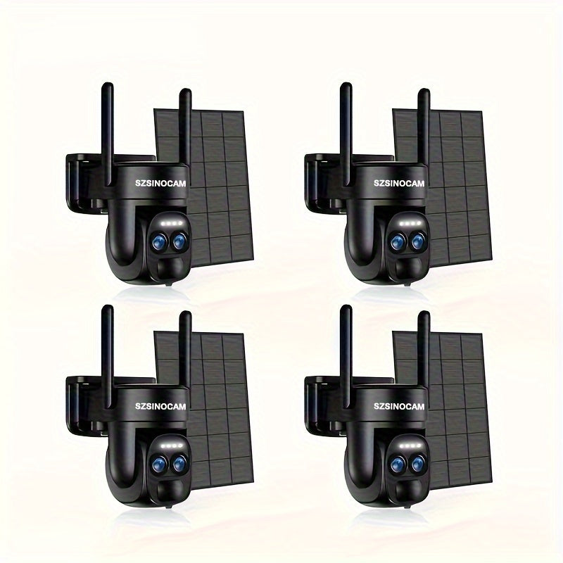 Beveiligingscamera – Bewakingscamera – Camerabewaking – Buitencamera – 4x 3MP PTZ 2K Resolutie – Solar Paneel & Kleurennachtzicht