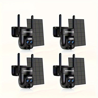 Beveiligingscamera – Bewakingscamera – Camerabewaking – Buitencamera – 4x 3MP PTZ 2K Resolutie – Solar Paneel & Kleurennachtzicht