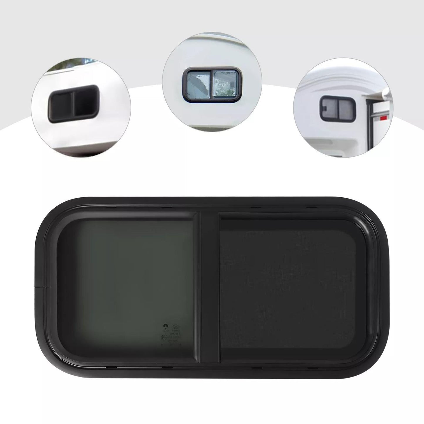 Zijraam Caravan – Camper Raam – Wohnmobil Fenster – Insectenscherm Ramen – Buitenraam Zwart – 70x40 cm – Gehard Glas & Aluminium Frame
