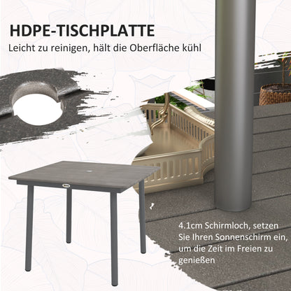 Tuintafel – Buiten tafel – Terrastafel – Eettafel – Loungtafel – Donkergrijs – Weerbestendig Aluminium – Parasolgat 90x90x75 cm