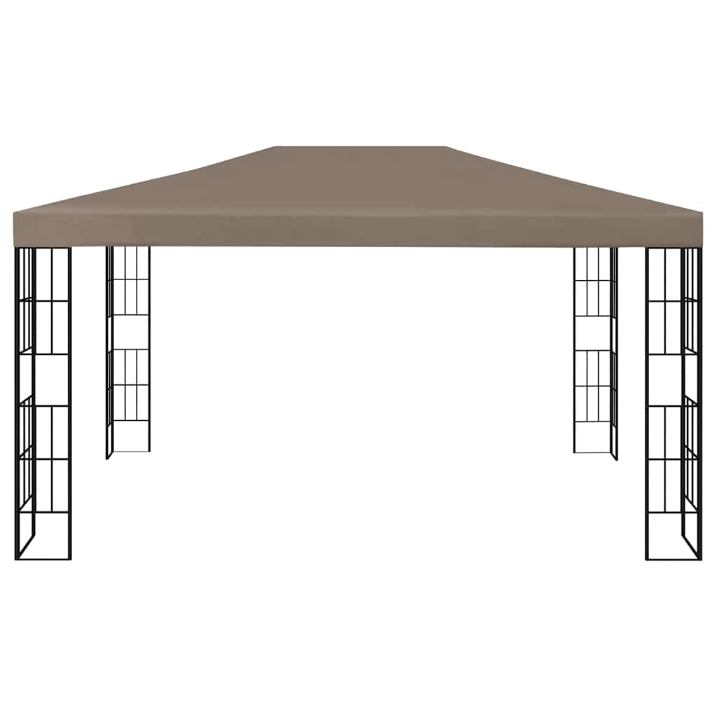 Tuinkamer – Overkapping – Prieel – Tuinoverkapping – Tuinhuisje – 3x4 Meter – Ventileerbaar Polyester Dak – Ingebouwde Sfeerverlichting Taupe