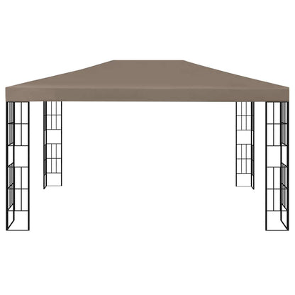 Tuinkamer – Overkapping – Prieel – Tuinoverkapping – Tuinhuisje – 3x4 Meter – Ventileerbaar Polyester Dak – Ingebouwde Sfeerverlichting Taupe
