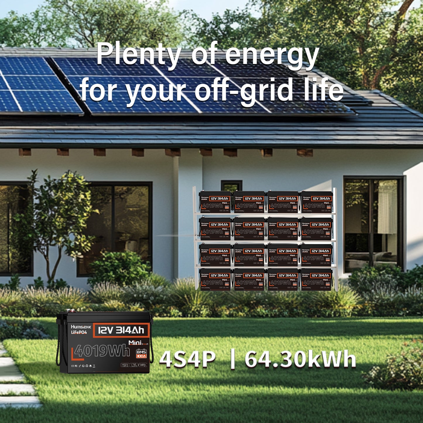 Li-ion Accu – Lithium Accu – LiFePO4 Batterij – 12V Accu – Oplaadbare Accu – 314Ah Capaciteit – Afstandsbediening Met 15.000+ Cyclus Levensduur