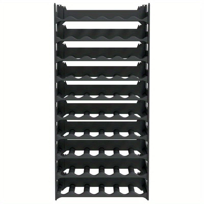 Elegant 60-Bottle Stackable Wine Rack - Durable PP Material, Sleek Black Design for Modern Kitchens & Living Rooms, Ideal for Displaying Wine Collections, Wine Lover Gifts