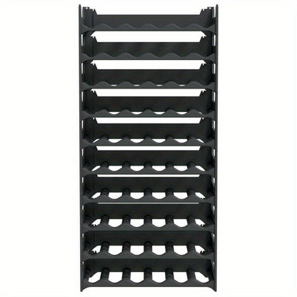 Elegant 60-Bottle Stackable Wine Rack - Durable PP Material, Sleek Black Design for Modern Kitchens & Living Rooms, Ideal for Displaying Wine Collections, Wine Lover Gifts