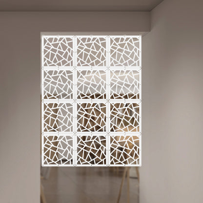 Roomdivider – Kamerscherm – Paravent – Scheidingswand – Wandpaneel – Wit – 12 Panelen – PVC Hout-Kunststofcomposiet – Gemakkelijk Ophangen