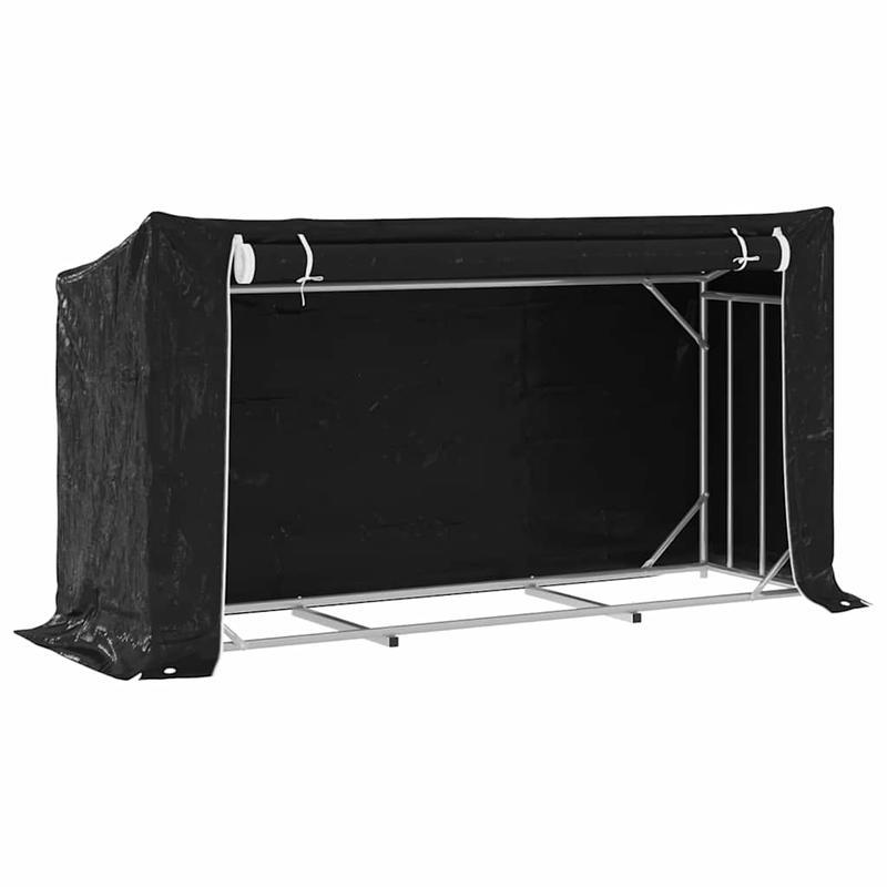 Houtopslag – Haardhoutrek – Brandhoutrek – Houtberging – Buitenrek – Roestvrijstalen Frame – Waterafstotende Regenkap 200,5x60,5x110,5 cm